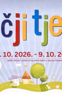 Poster for Children’s Week in Crikvenica featuring an activity schedule, a colorful heading and illustrations of a girl and a boy.