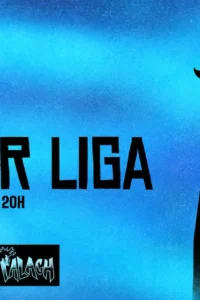 Plavi plakat KRiP kviza Superlige u Klubu Palach s crnim ilustriranim likom i QR kodom.
